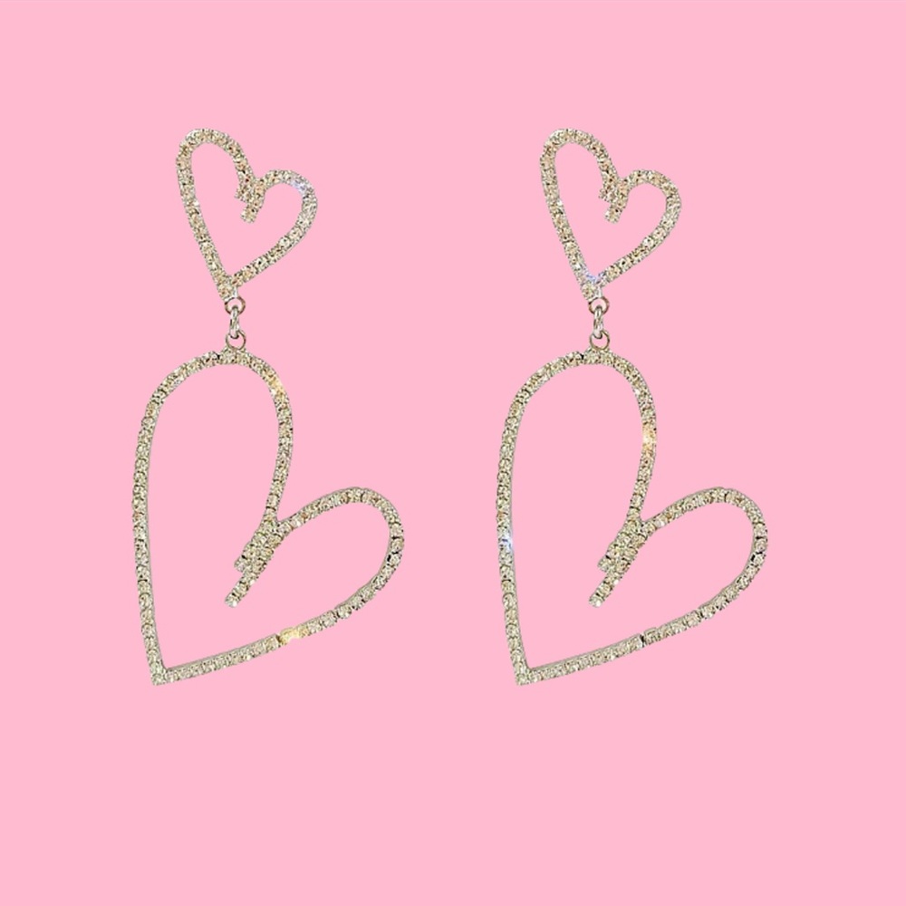 Rhinestone heart earrings